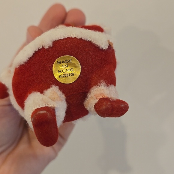 Vintage 1960s flocked dancing Santa christmas ornament - Picture 4 of 4